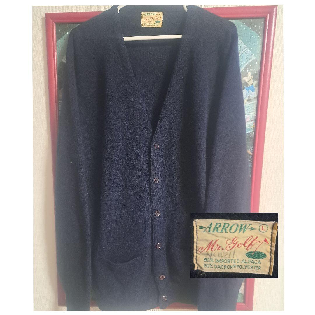 モ*ー様 60s　ARROW　アルパカニット　ヴィンテージカーディガン　ネイビー