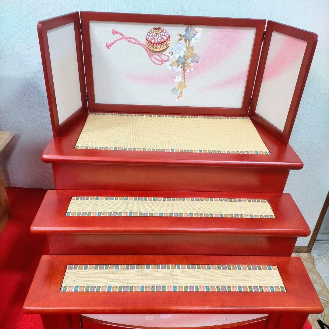 雛人形 手毬桜 金彩 木製 三段