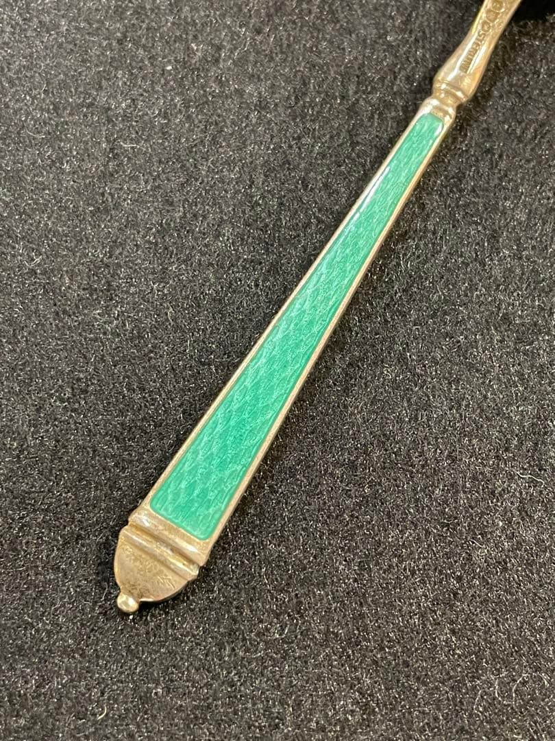 デヴィット アンデルセン スプーン シルバー 純銀 グリーン　七宝焼