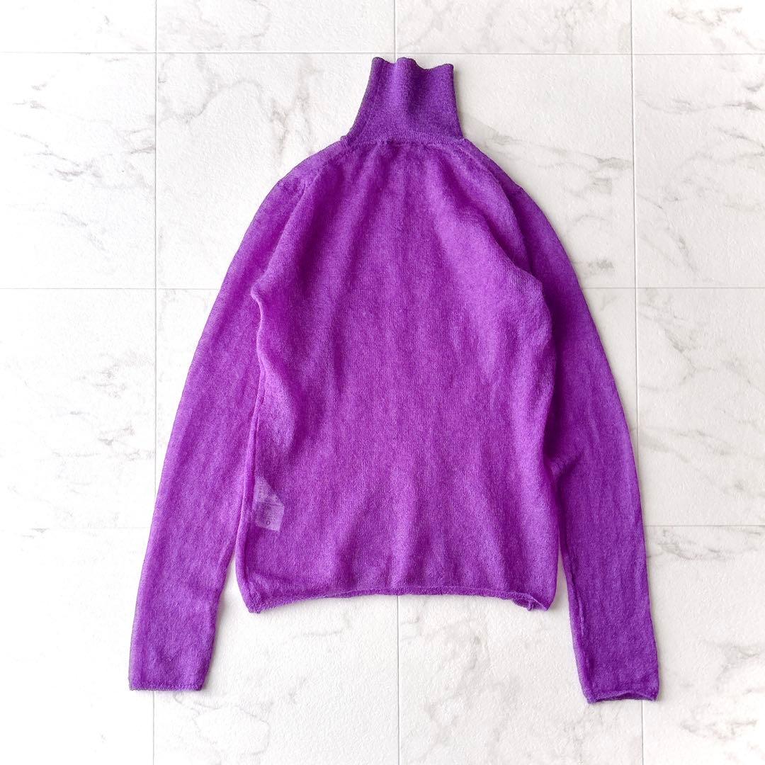 美品 AURALEE KIDMOHAIR SHEER KNIT TURTLE 0