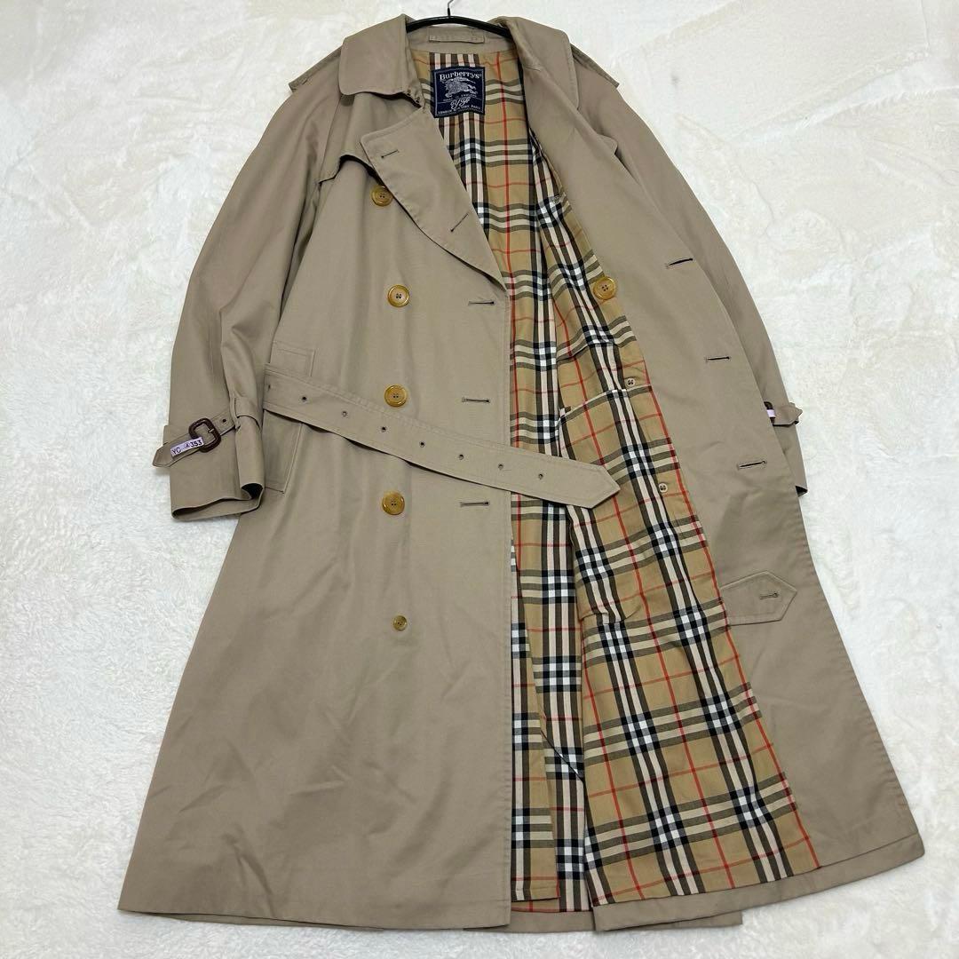 【美品】バーバリー トレンチコート ベージュ ロング丈 XL相当 ノバチェック